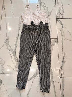 Shinestar Black & White Striped Paperbag Waist Joggers